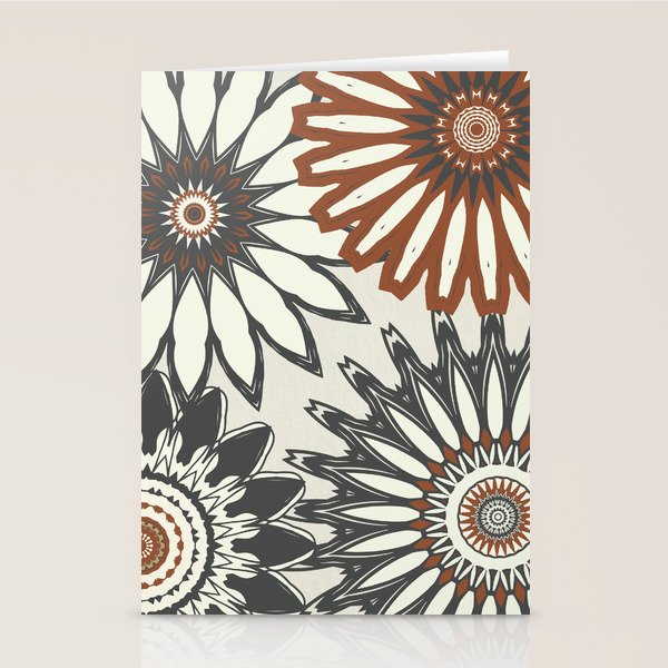Gray Cream Rust Flowers Stationery Card Gallery Image 1
