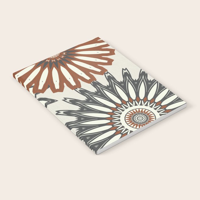 Gray Cream Rust Flowers Notebook Gallery Image 2