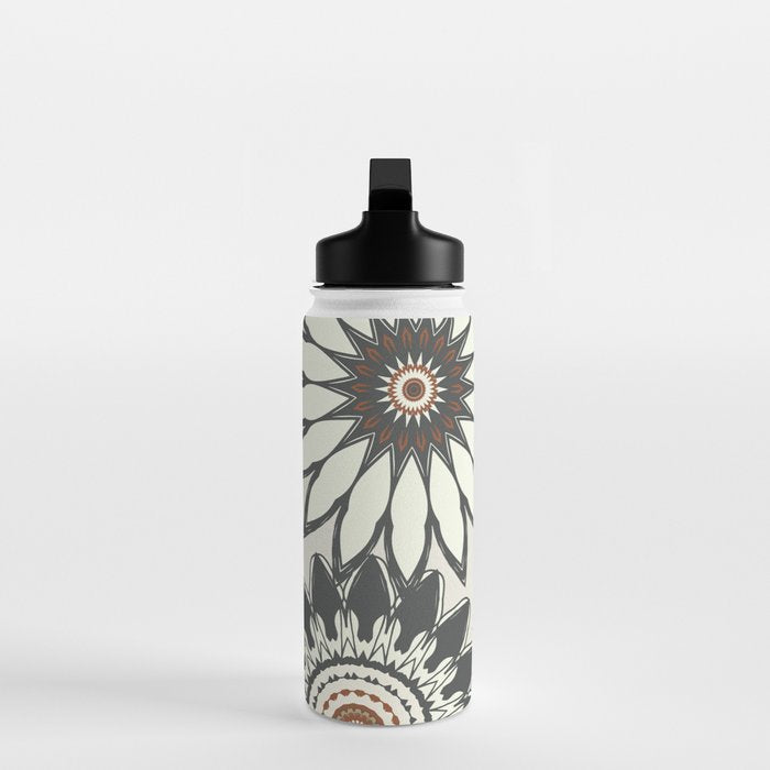 Gray Cream Rust Flowers Water Bottle Gallery Image 3