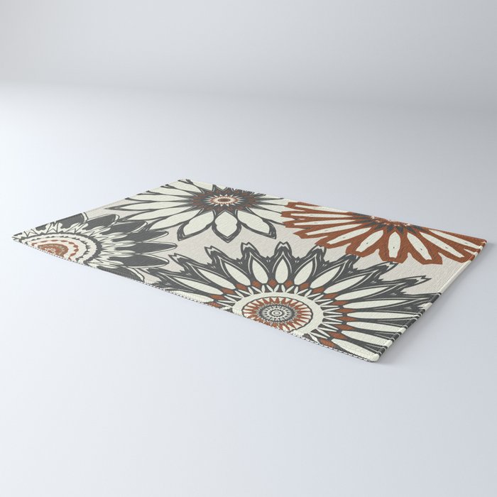 Gray Cream Rust Flowers Rug Gallery Image 3