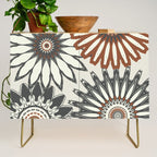Gray Cream Rust Flowers Credenza Gallery Image 1