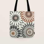 Gray Cream Rust Flowers Tote Bag Gallery Image 1