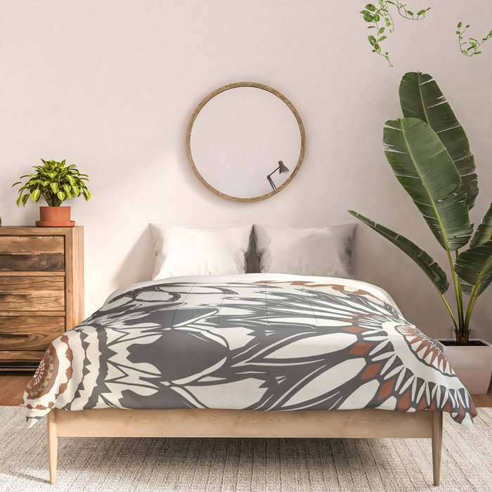 Gray Cream Rust Flowers Comforter Gallery Image 3