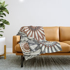 Gray Cream Rust Flowers Throw Blanket Gallery Image 1