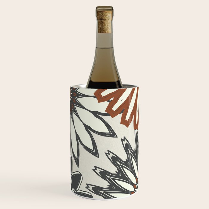 Gray Cream Rust Flowers Wine Chiller Gallery Image 1
