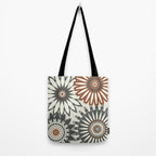 Gray Cream Rust Flowers Tote Bag Gallery Image 2