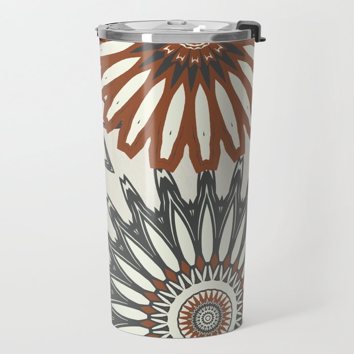 Gray Cream Rust Flowers Travel Mug Gallery Image 2