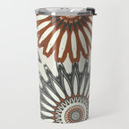 Gray Cream Rust Flowers Travel Mug Gallery Image 2