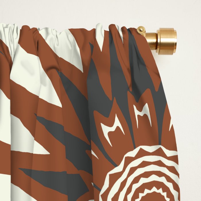 Gray Cream Rust Flowers Window Curtain Gallery Image 2