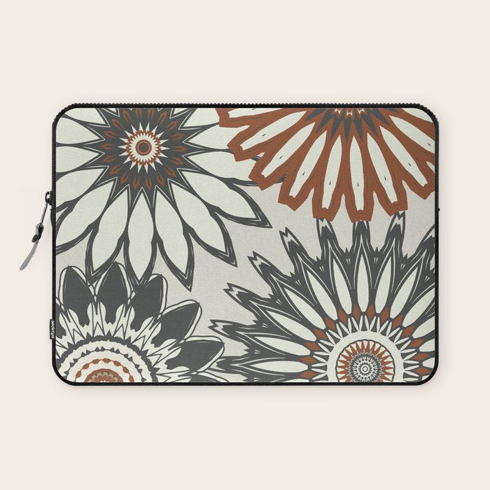 Gray Cream Rust Flowers Laptop Sleeve Gallery Image 1