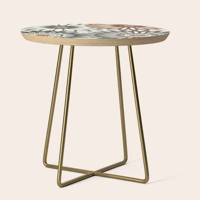 Gray Cream Rust Flowers Side Table Gallery Image 1