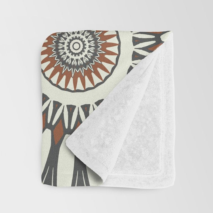 Gray Cream Rust Flowers Throw Blanket Gallery Image 3