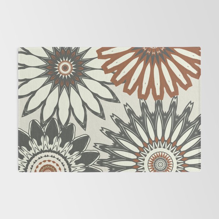 Gray Cream Rust Flowers Rug Gallery Image 2