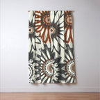 Gray Cream Rust Flowers Window Curtain Gallery Image 3