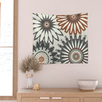 Gray Cream Rust Flowers Wall Tapestry Gallery Image 2