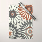Gray Cream Rust Flowers Wrapping Paper Gallery Image 1