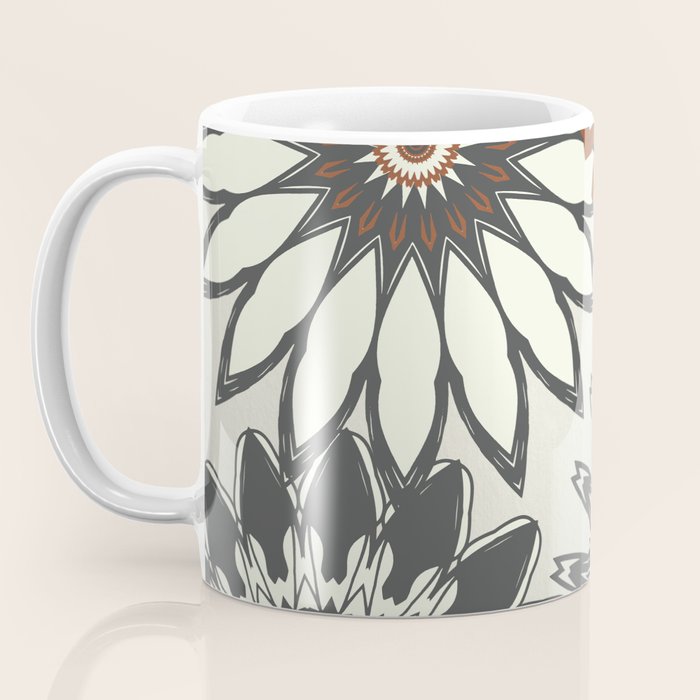 Gray Cream Rust Flowers Coffee Mug Gallery Image 3