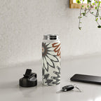 Gray Cream Rust Flowers Water Bottle Gallery Image 4