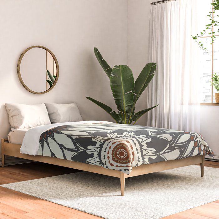 Gray Cream Rust Flowers Comforter Gallery Image 2