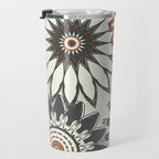 Gray Cream Rust Flowers Travel Mug Gallery Image 3