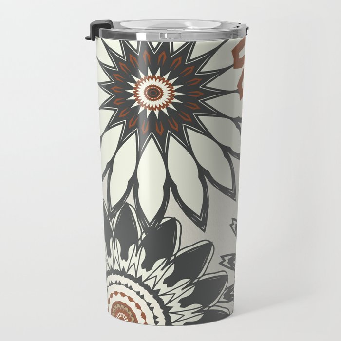 Gray Cream Rust Flowers Travel Mug Gallery Image 3