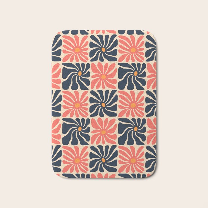 Vintage hippie flower art pattern Bath Mat Gallery Image 1