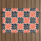 Vintage hippie flower art pattern Outdoor Rug Gallery Image 1
