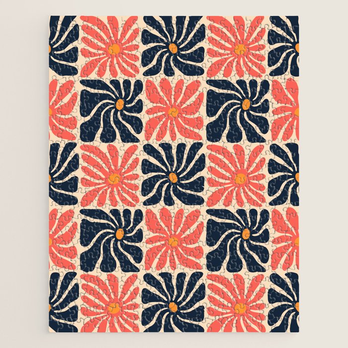 Vintage hippie flower art pattern Jigsaw Puzzle Gallery Image 1
