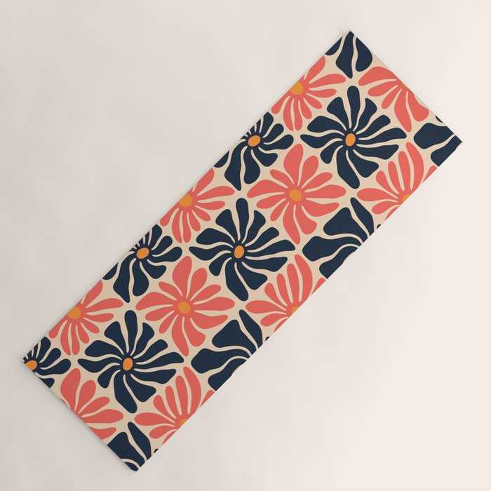 Vintage hippie flower art pattern Yoga Mat Gallery Image 1