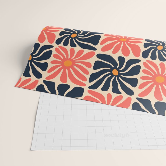 Vintage hippie flower art pattern Wrapping Paper Gallery Image 2