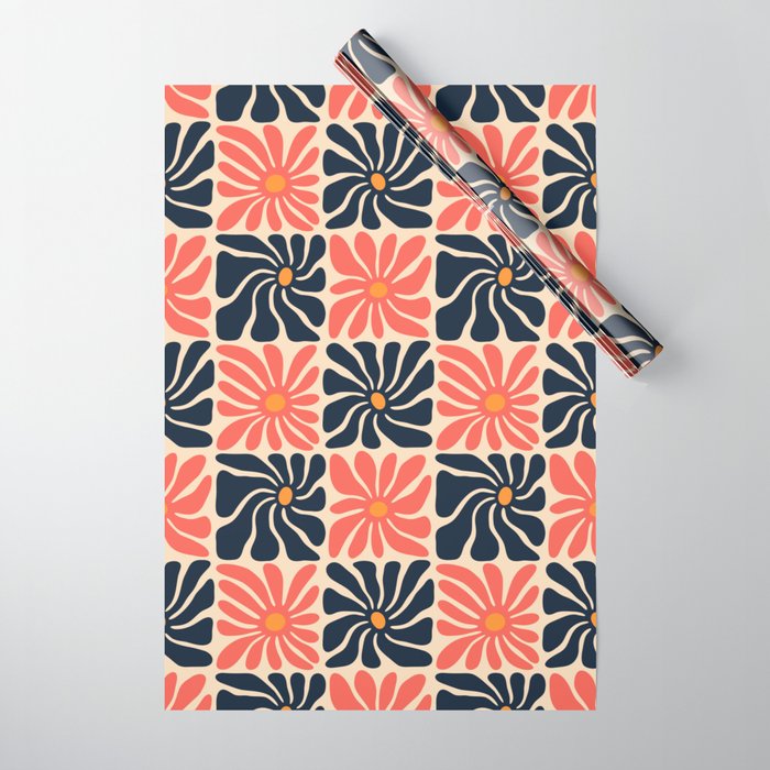 Vintage hippie flower art pattern Wrapping Paper Gallery Image 1