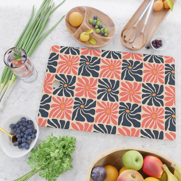 Vintage hippie flower art pattern Cutting Board Gallery Image 2