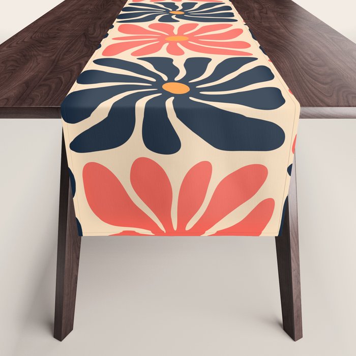 Vintage hippie flower art pattern Table Runner Gallery Image 1