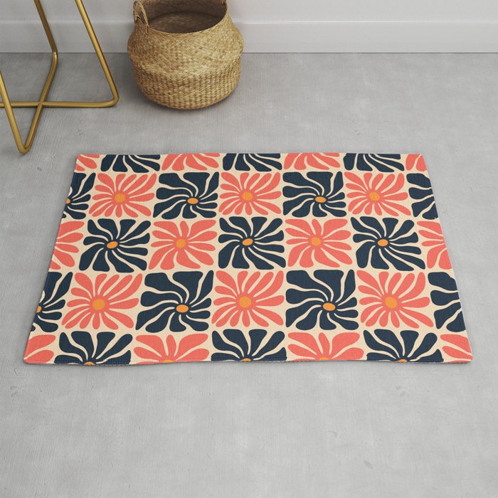 Vintage hippie flower art pattern Rug Gallery Image 1