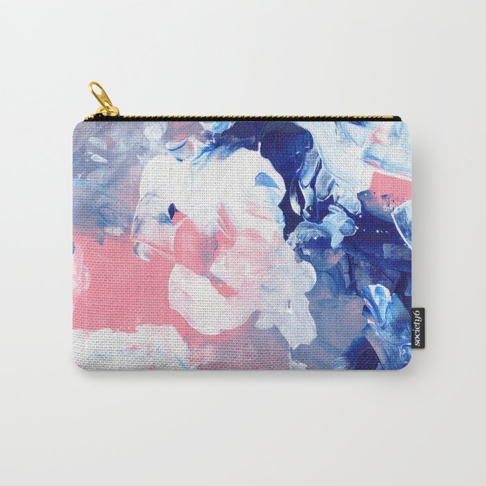 Ejaaz Haniff Abstract Acrylic Palette Knife Painting Blue Pink: 'Summer Storm' Carry All Pouch Gallery Image 1