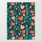 Strawberry Fields - Teal Green & Red Poster Gallery Image 4