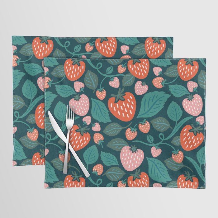 Strawberry Fields - Teal Green & Red Placemat Gallery Image 1