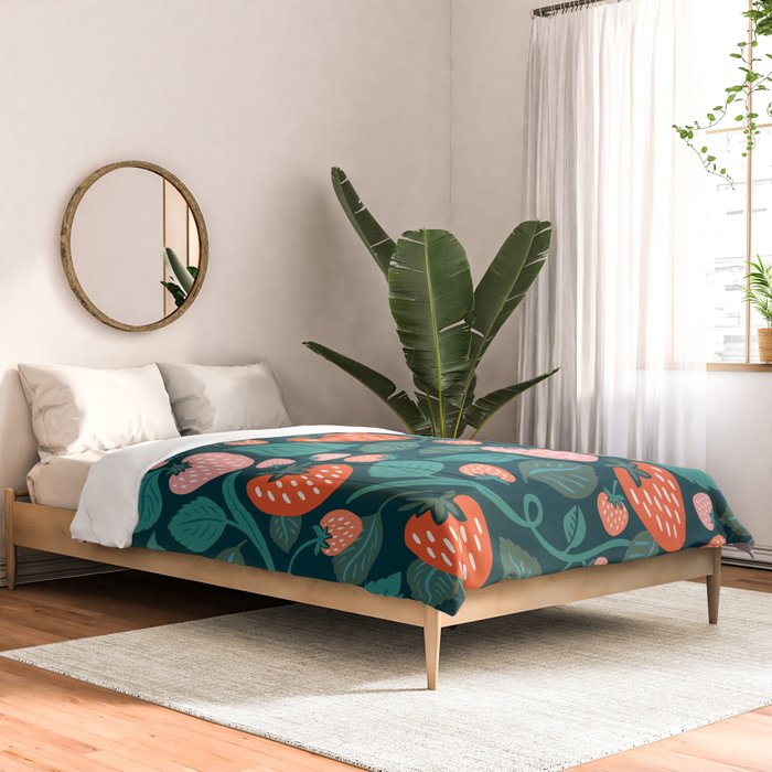 Strawberry Fields - Teal Green & Red Comforter Gallery Image 2