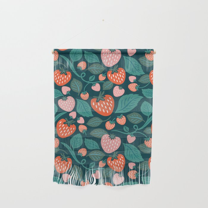 Strawberry Fields - Teal Green & Red Wall Hanging Gallery Image 1