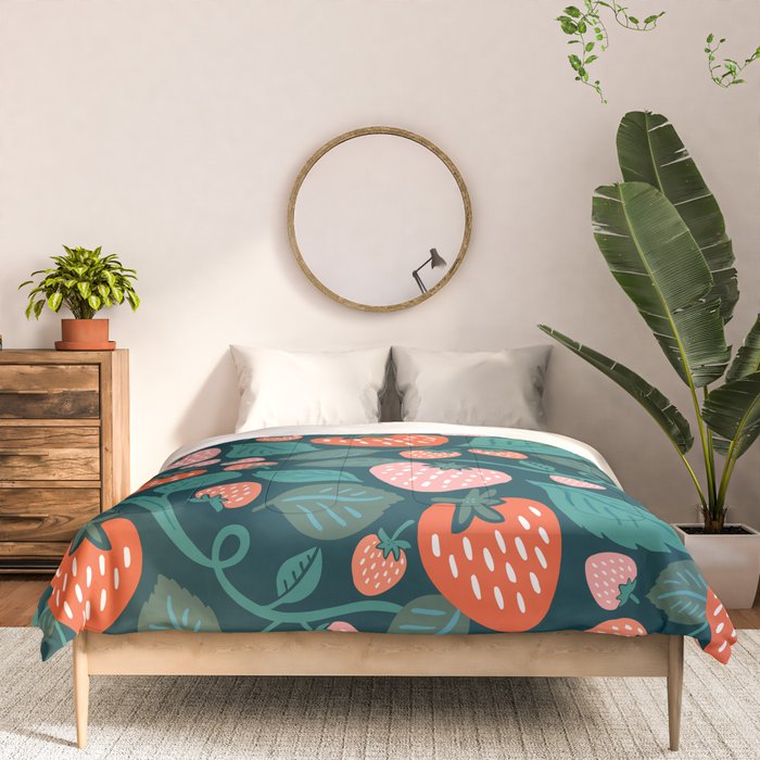 Strawberry Fields - Teal Green & Red Comforter Gallery Image 3