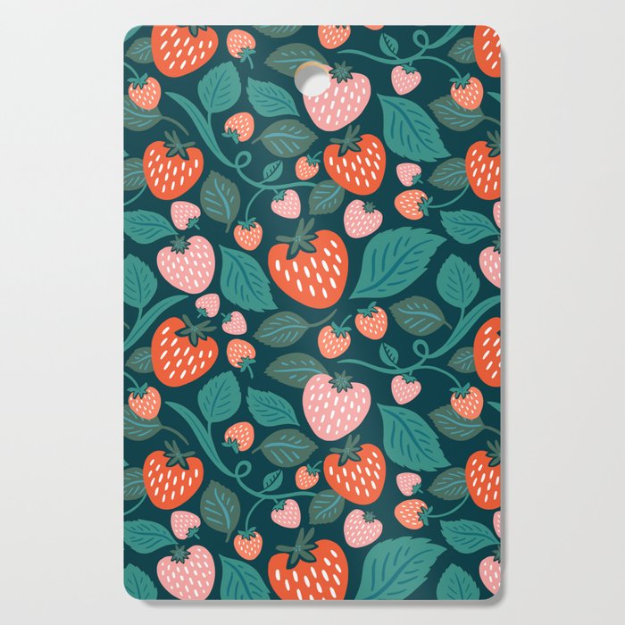 Strawberry Fields - Teal Green & Red Cutting Board Gallery Image 1