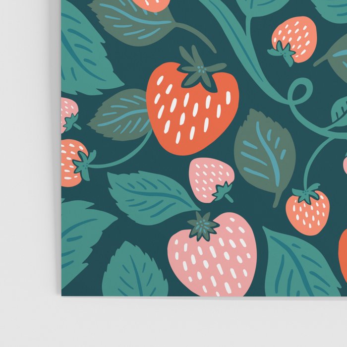 Strawberry Fields - Teal Green & Red Poster Gallery Image 3