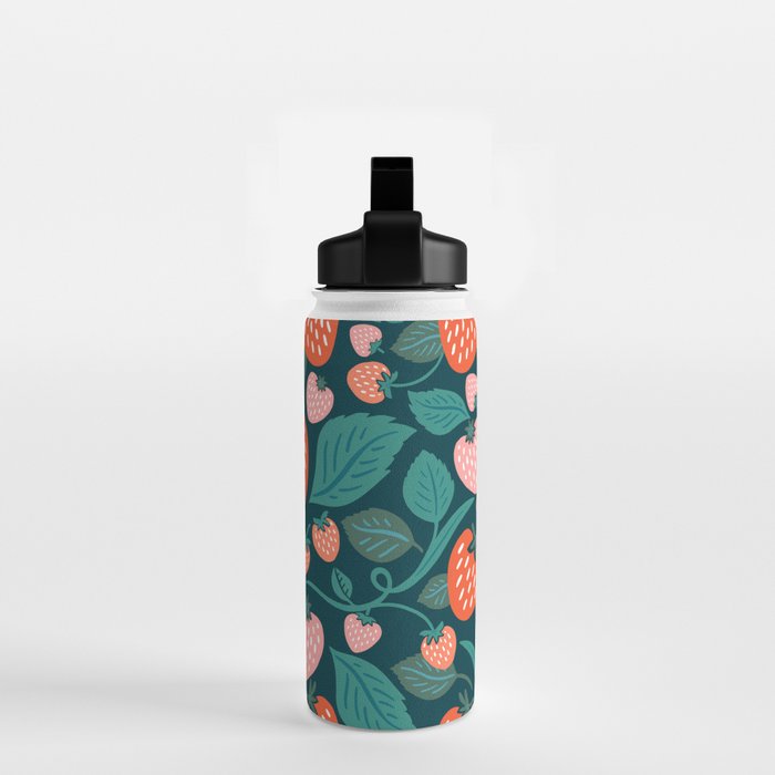 Strawberry Fields - Teal Green & Red Water Bottle Gallery Image 2