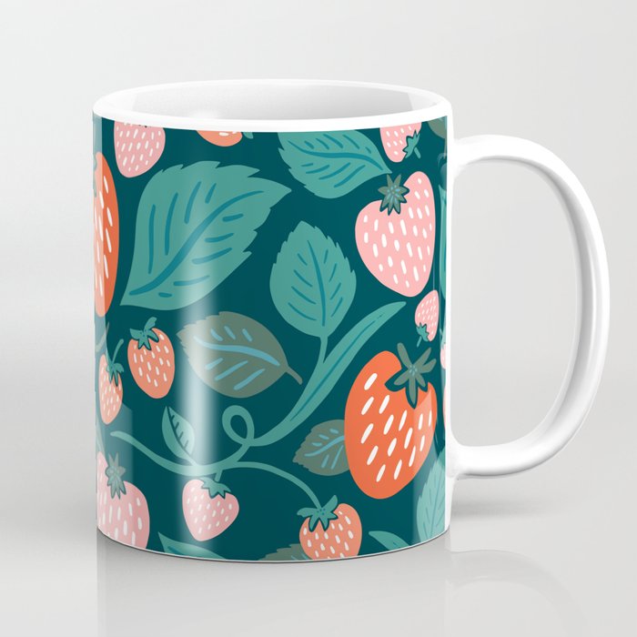 Strawberry Fields - Teal Green & Red Coffee Mug Gallery Image 1