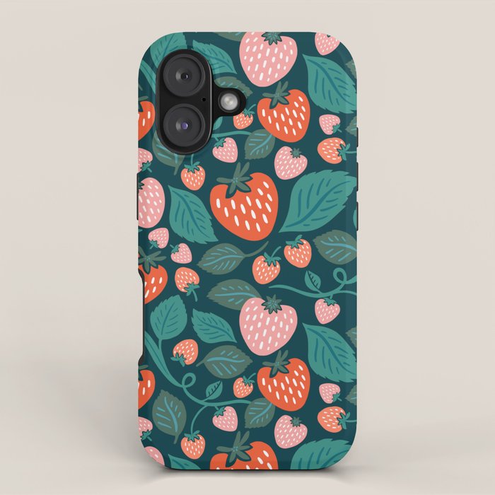 Strawberry Fields - Teal Green & Red iPhone Case Gallery Image 1