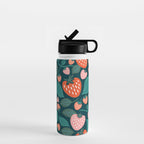 Strawberry Fields - Teal Green & Red Water Bottle Gallery Image 1
