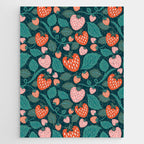 Strawberry Fields - Teal Green & Red Jigsaw Puzzle Gallery Image 1