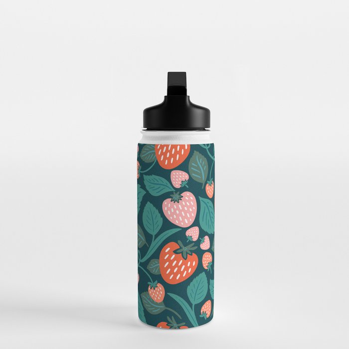 Strawberry Fields - Teal Green & Red Water Bottle Gallery Image 3
