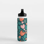 Strawberry Fields - Teal Green & Red Water Bottle Gallery Image 3