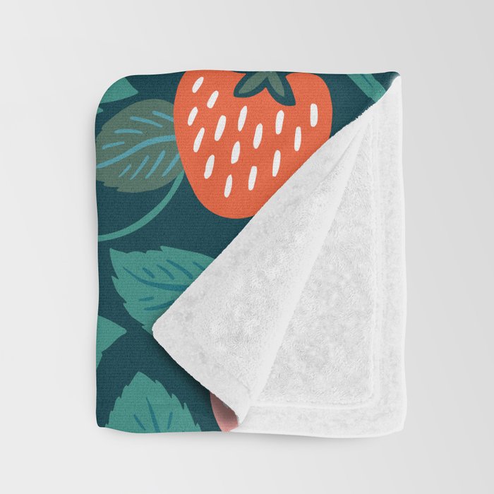 Strawberry Fields - Teal Green & Red Throw Blanket Gallery Image 3